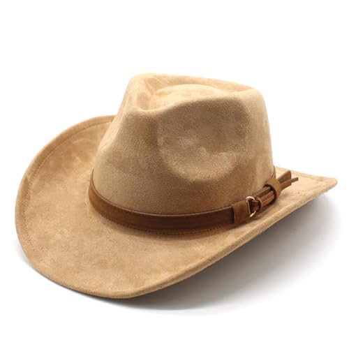 Jellecutte Cowboyhut aus Filz Hut im Texaner-Rancher-Stil für Damen und Herren Western-Mode Cowgirlhut mit Hutband Fedora-Hut-Camel von Jellecutte