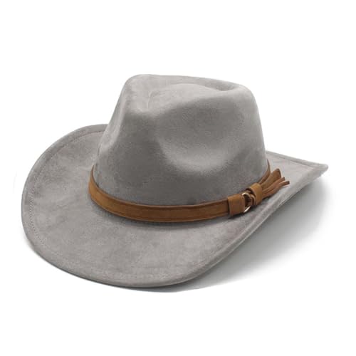 Jellecutte Cowboyhut aus Filz Hut im Texaner-Rancher-Stil für Damen und Herren Western-Mode Cowgirlhut mit Hutband Fedora-Hut-Grey von Jellecutte