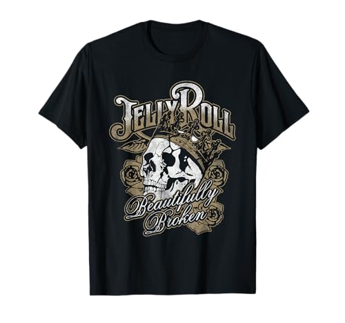 Jelly Roll Damen T-Shirt Schwarz Unisex-Erwachsene, Unisex-Kinder Klassisch geschnitten, Halbarm, Rollkragen, Klassisch, Schädel, Small Jelly Roll Damen T-Shirt Schwarz Unisex-Erwachsene, Unisex-Kinder Klassisch geschnitten, Halbarm, Rollkragen, Klassisch, Schädel, Small von Jelly Roll