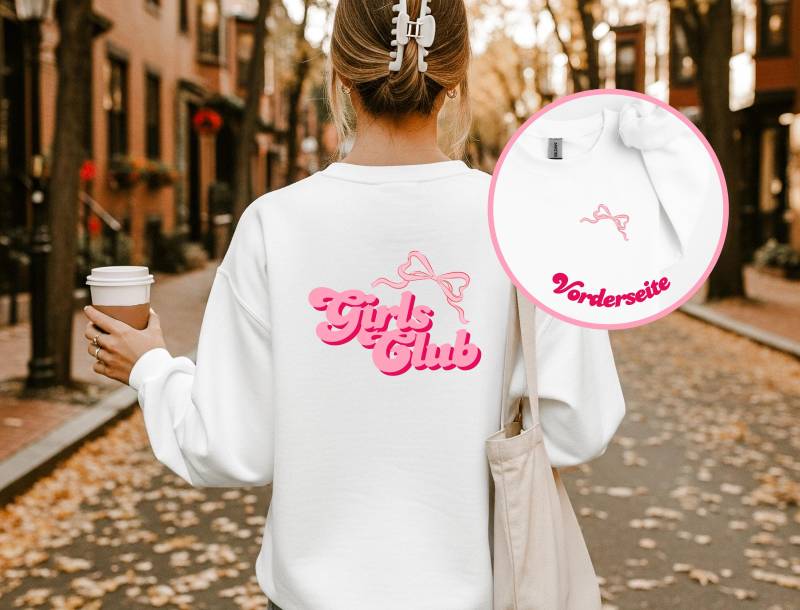 Girls Club Pullover Damen - Süßer Freundinnen Sweater Mit Schleife | Jga Frauen, Geschenk Mama & Beste Freundin von JellyFishShopDesigns