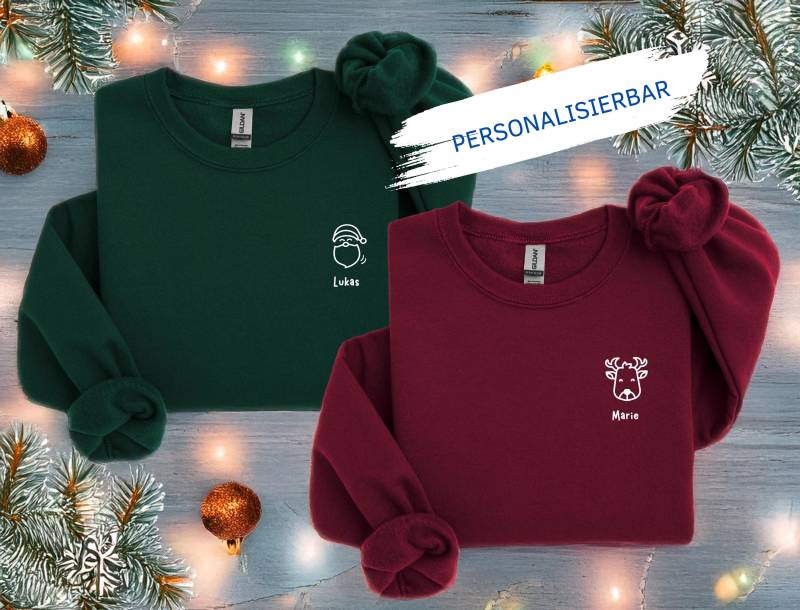 Personalisierter Weihnachts Pullover - Sweatshirt Mit Icon & Name | Christmas Sweater Für Familie, Freunde Und Paare, Geschenk Weihnachten von JellyFishShopDesigns