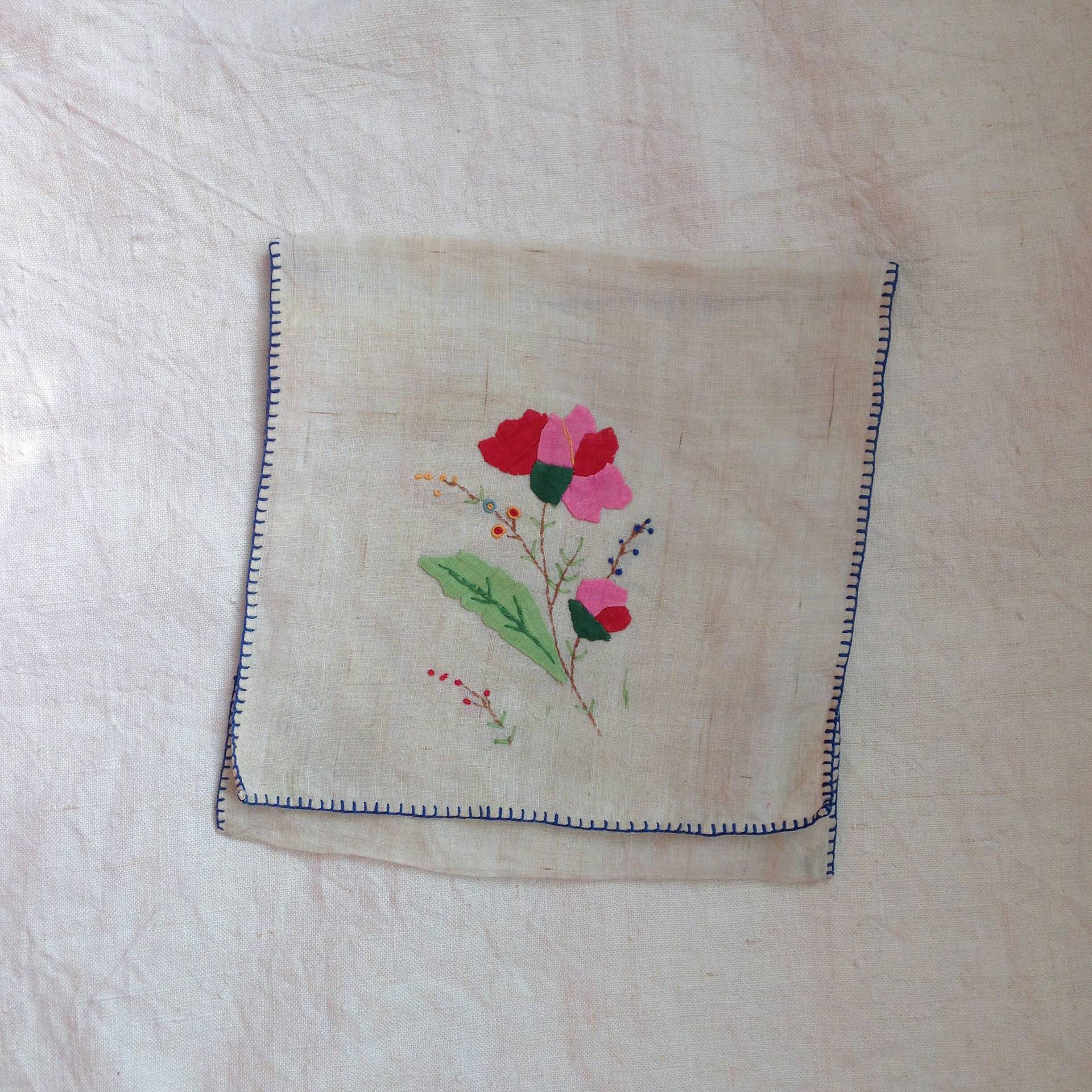 Vintage Taschentüchertasche - Handgefertigte Hankie Tasche Hanky Beutel Applizierte Leinen Für Taschentücher von JellyMould