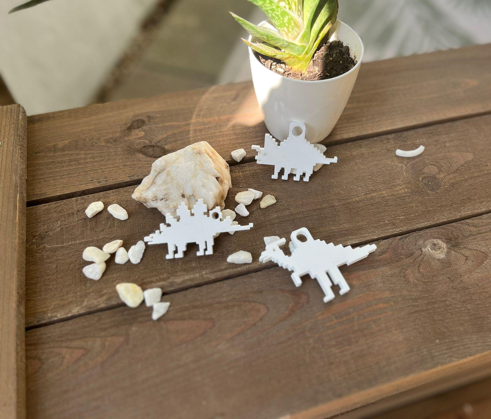 Pixel Dino Schlüsselanhänger | Cute Keychain Google von JeloBuy