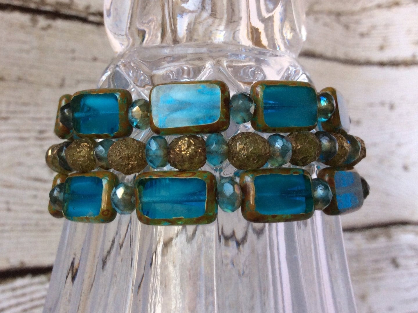 The "Teal Story" Dreistrang Armband-.b10 - 154 von JemCircles