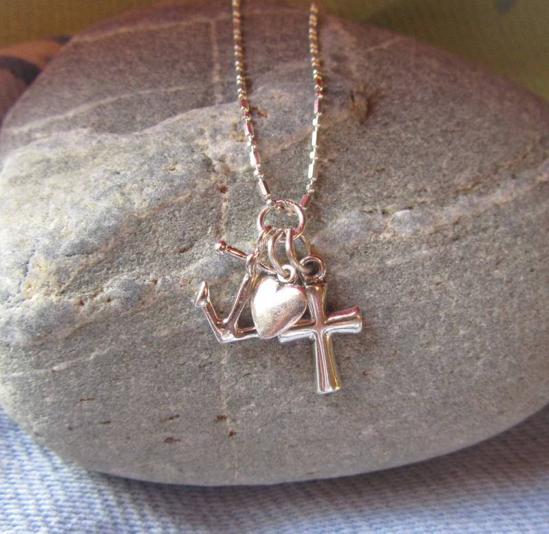 sterling Silber Glaube Hoffnung Liebe Halskette Anker Kreuz Herz Anhänger sterling Silber Glaube Hoffnung Liebe Halskette Anker Kreuz Herz Anhänger von JemsbyJoan