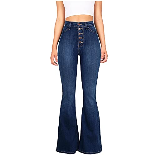 Damen Skinny Fit Jeans Stretch High Waist Denim Jeggings mit Taschen von JenK Cing