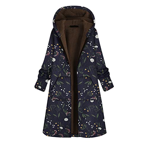 Retro Geometrie Jacke Vintage Boho Wintermantel Damen Afrikanischer Stil Mantel Warm Lang Teddyplüsch Stoffmantel Streifen Muster Winterjacke Locker Plüschjacke Große Größen Oversized Kapuzenjacke von JenK Cing