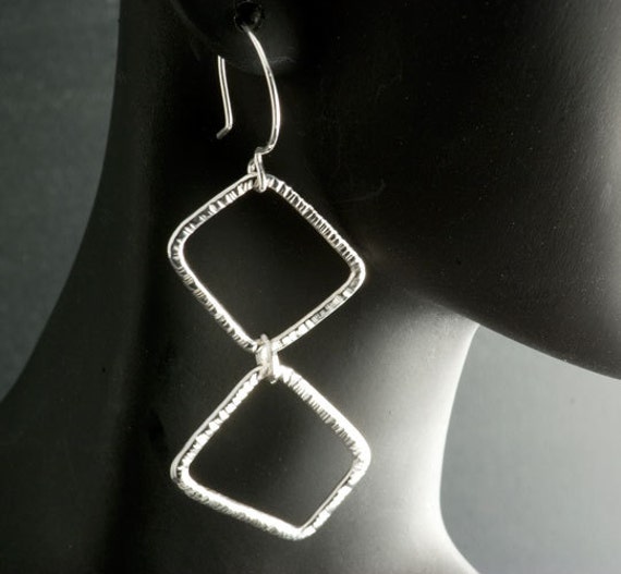 sterling Silber Doppel Freeform Schlaufen Ohrringe, Ohrdraht, Leichte Ohrringe von JenLawlerDesigns