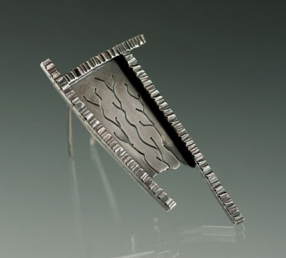 sterling Silber Geschwärzt Texturierte Brosche, Einzigartig, Bereit Zum Schiff von JenLawlerDesigns