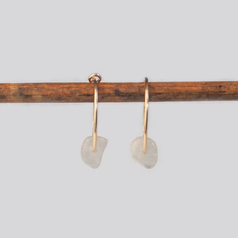 15 Mm Creolen Mondstein Splitter Ohrringe 925 Silber Echter Edelstein 14K Rose Gold Kreolen Mit Anhänger Braut Schmuck Hochzeit von JenOezer