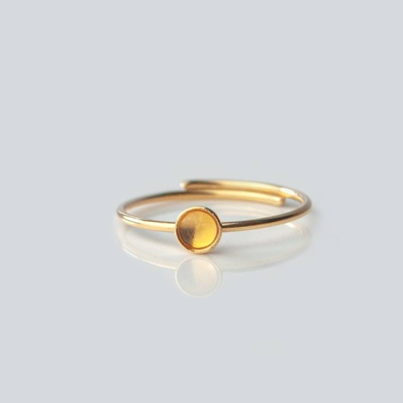 Citrin 925 Silber Ring Nachhaltig Echter Edelstein Rund Rose Gold Stapelring Verstellbar Geburtsstein November Schmuck Geschenk Sie von JenOezer