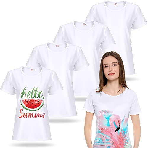 5-teiliges Damen-T-Shirt, Sublimationsdruck, blanko, Basic, weißes Polyester-Shirt, Sublimation, kurzärmeliges T-Shirt für Frauen, Weiss/opulenter Garten, Klein von JenPen