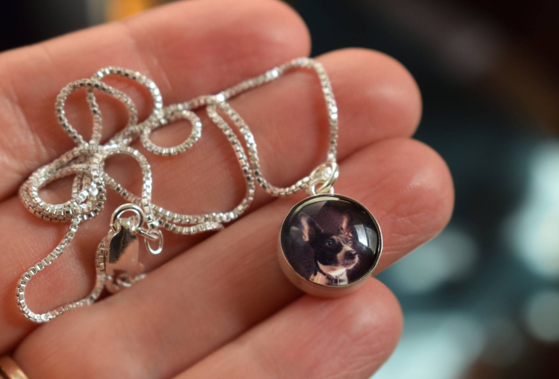 Personalisierte Foto Halskette Charm Aus 925 Silber, Glascabochon von JenSmithShop
