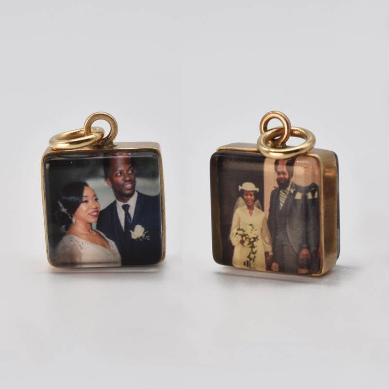 Gold 14K Foto Charm Quadrat Doppelseitig Mit Glas/Größe 12 Mm/Wasserfest Gold 14K Foto Charm Quadrat Doppelseitig Mit Glas/Größe 12 Mm/Wasserfest von JenSmithShop