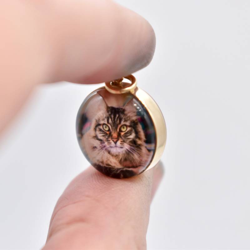 Personalisierter Doppelseitiger Glasfotoanhänger/16 Mm 14 K Gelbgold Personalisierter Doppelseitiger Glasfotoanhänger/16 Mm 14 K Gelbgold von JenSmithShop