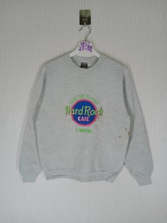 Selten Vintage 90Er Jahre Hard Rock Cafe London Besticktes Big Logo Sweatshirt Größe Wie M von Jengvintagestore
