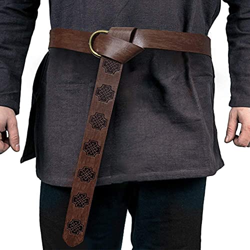 Jeniiahua Medizinische Viking Gürtel für Männer Geprägte Renaissance Gürtel Frauen Leder O Ring Kostüm Gürtel Ritter Gürtel Halloween Cosplay Gürtel von Jeniiahua