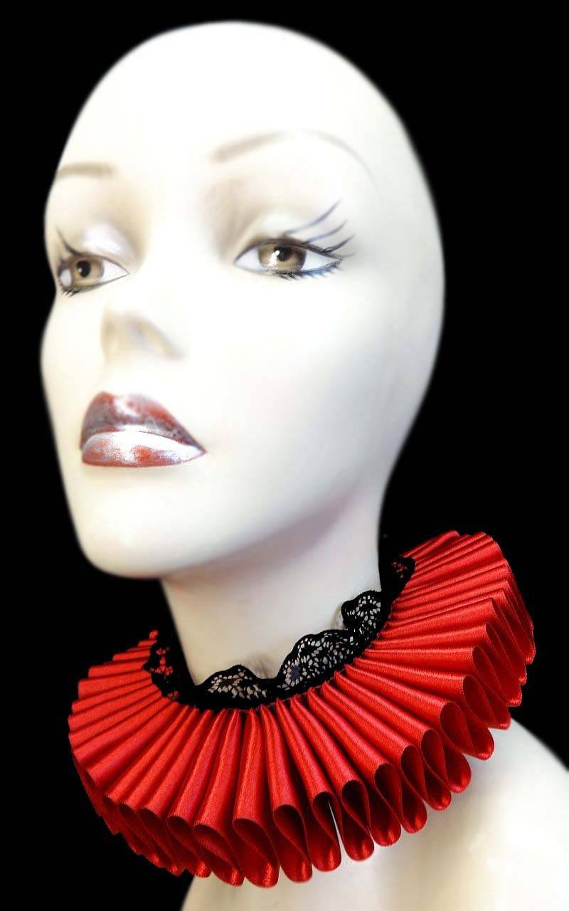 Halskrause Rüschenkragen Red Queen Satin Und Schwarze Spitze Elizabethan Victorian Steampunk Gothic Halskrause Rüschenkragen Red Queen Satin Und Schwarze Spitze Elizabethan Victorian Steampunk Gothic von JenkittysCloset
