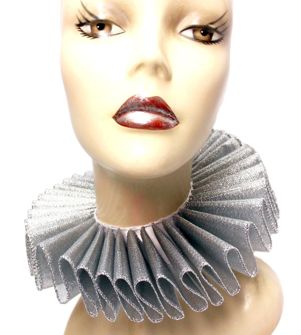 Rüschenkragen Silber Schimmer Queen Elizabethan Neck Ruff Victorian Steampunk Edwardian Tudor von JenkittysCloset