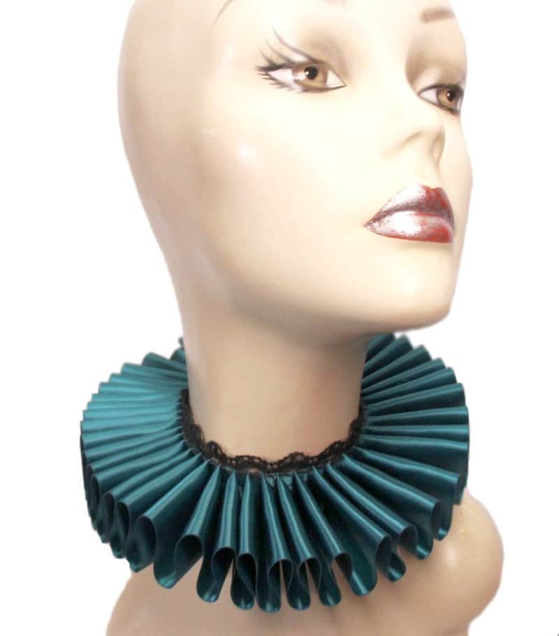 Rüschenkragen Teal Satin Spitze Blau Elizabethan Halskrause Victorian Steampunk Tudor von JenkittysCloset