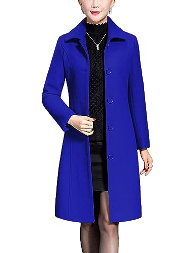 Jenkoon Damen Wolle Trenchcoat Winter Lange Dicke Mantel Walker Mäntel, Blau, XS von Jenkoon