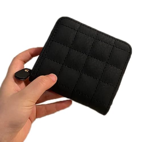 Jenngaoo Leder Geldbörse, Bunte PU Leder Geldbörsen, Großes Fassungsvermögen Damen Geldbörse, 2 Fach 8 Kartenfächer Reißverschluss Design Kreditkartenetui mit Fach, Faltbare (Black) von Jenngaoo