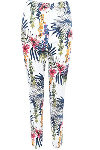 Jennifer Bryde-Stretchhose-FLOWER/BLUME01-viele Farben-Klassische-Damen-Stretch-Hose-schmales Bein-Baumwoll-Mix-Hosengröße:36-48, Farbe:Weiss (44) von Jennifer Bryde