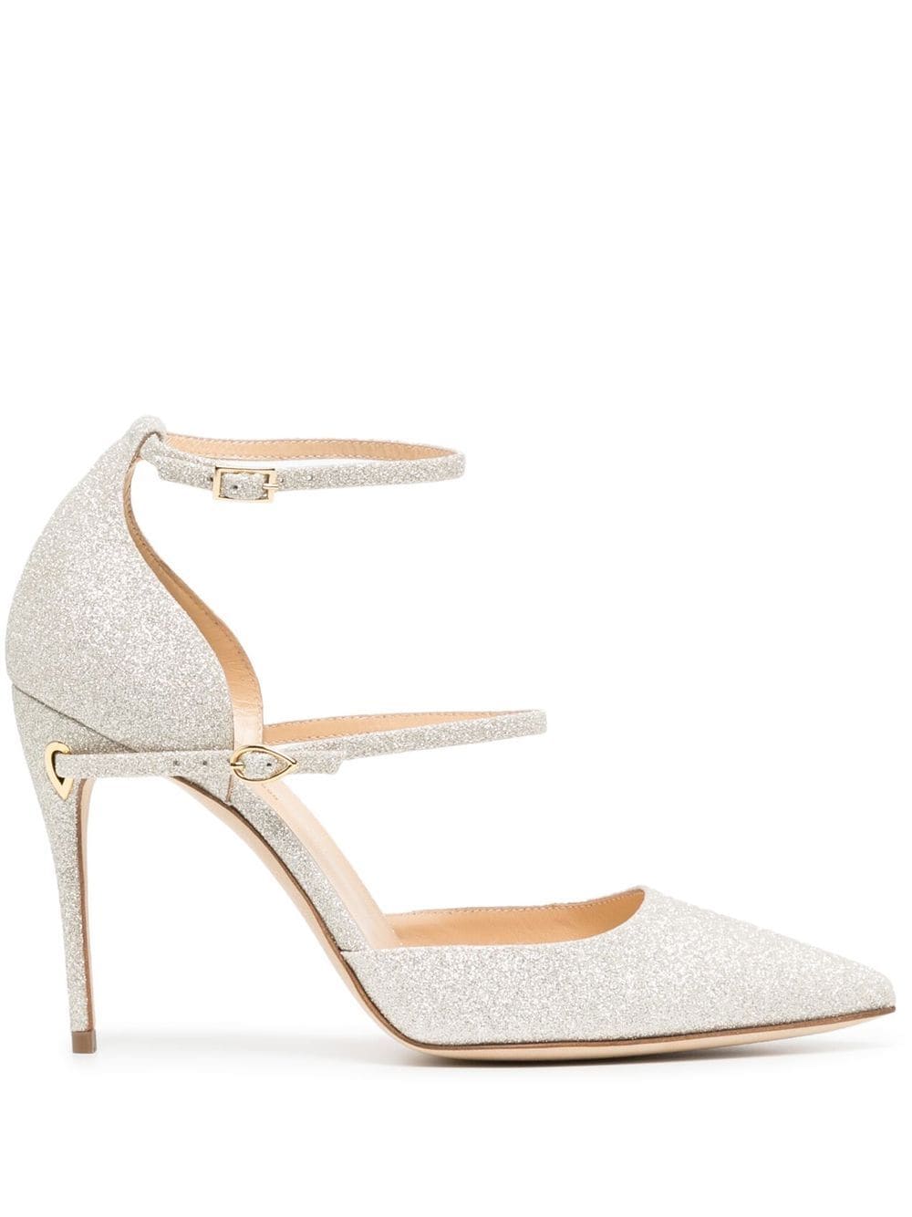 Jennifer Chamandi Enrico Pumps mit Knöchelriemen 105mm - Silber von Jennifer Chamandi