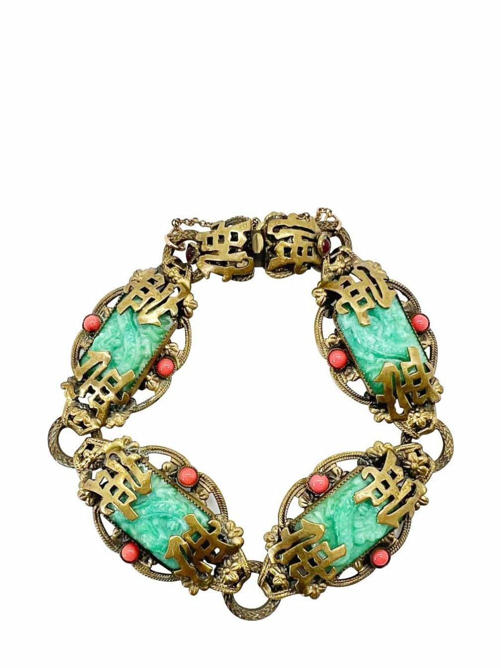 Jennifer Gibson Jewellery Antique Neiger Brothers Chinoiserie Dragon Bracelet 1920s - Gold von Jennifer Gibson Jewellery