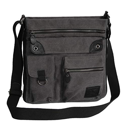 Canvas Schulter Tasche von Jennifer Jones - geräumige Umhängetasche Messengerbag Vintage Handtasche - Denim (Grau) - präsentiert von ZMOKA® von Jennifer Jones - präsentiert von ZMOKA