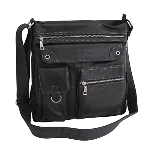 Messenger Schulter Tasche von Jennifer Jones - geräumige Umhängetasche Messengerbag Vintage Style Handtasche (Schwarz) - präsentiert von ZMOKA® von Jennifer Jones - präsentiert von ZMOKA