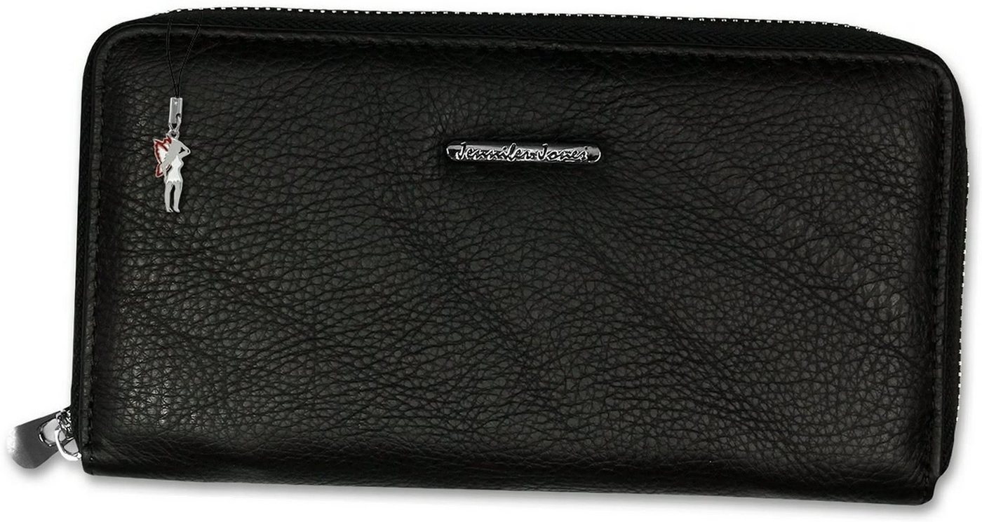 Jennifer Jones Clutch Jennifer Jones Leder Geldbörse Damen (Portemonnaie), Damen, Jugend Geldbörse, Tasche aus Leder, Größe ca. 19cm in schwarz von Jennifer Jones