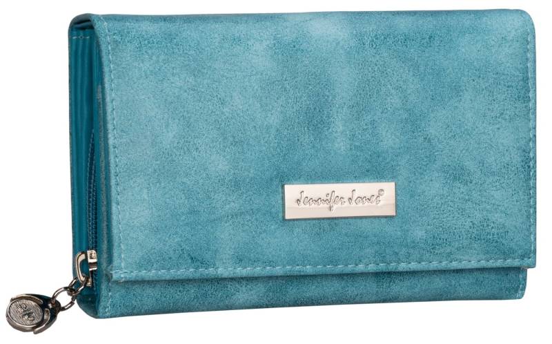 Jennifer Jones Geldbörse JENNIFER JONES Damen Geldbörse Portemonnaie Türkis, Damen Geldbörse klappbar mit Reißverschluss Portemonnaie Geldbeutel von Jennifer Jones