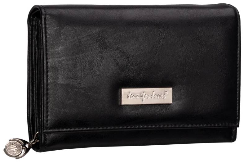 Jennifer Jones Geldbörse JENNIFER JONES Damen Geldbörse Portemonnaie Schwarz, Damen Geldbörse klappbar mit Reißverschluss Portemonnaie Geldbeutel von Jennifer Jones