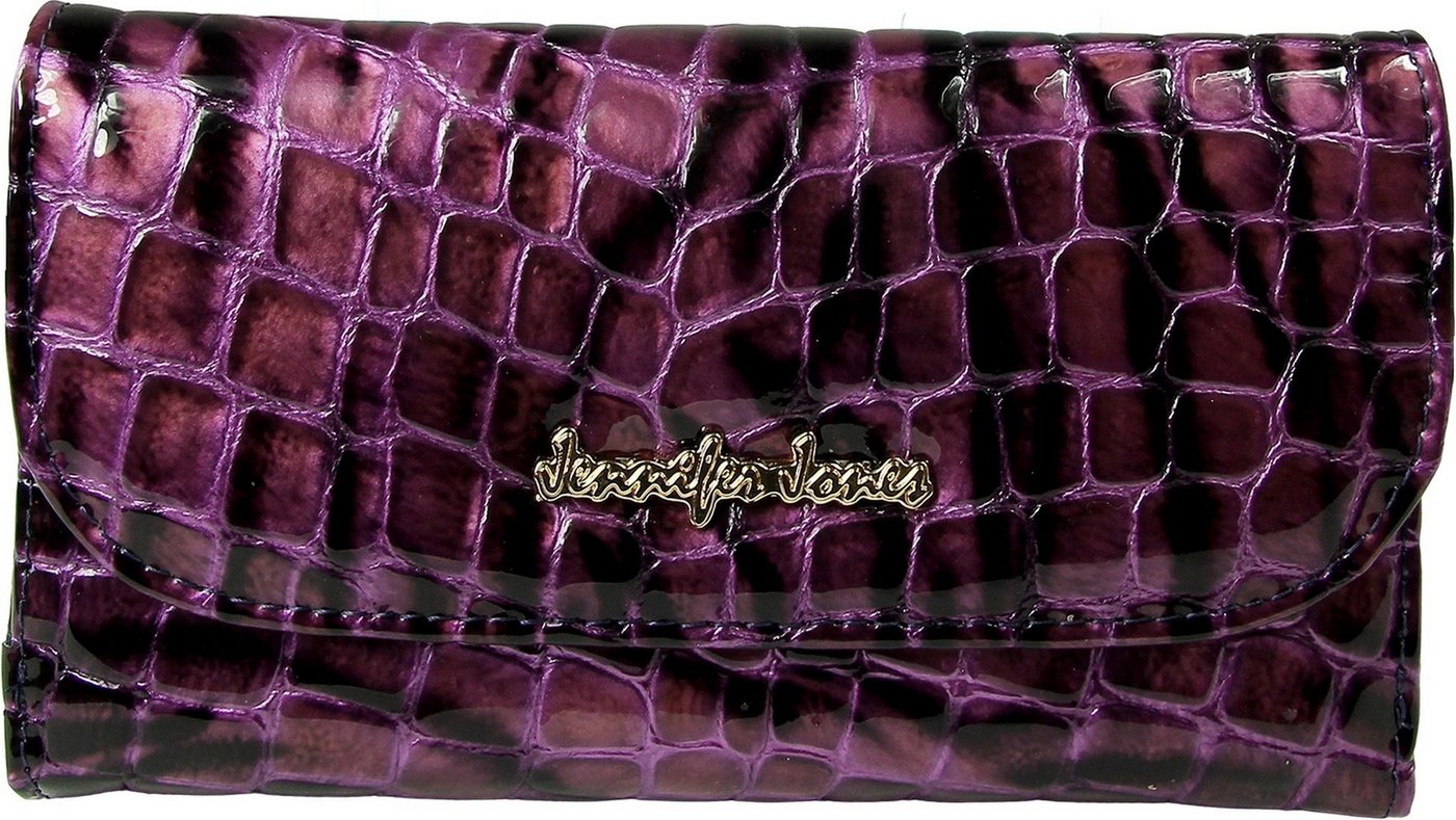 Jennifer Jones Kellnerbörse Jennifer Jones Börse Portemonnaie Croco (Kellnerbörse, Kellnerbörse), Damen Kellnerbörse Echtes Leder Größe ca. 17cm, lila von Jennifer Jones