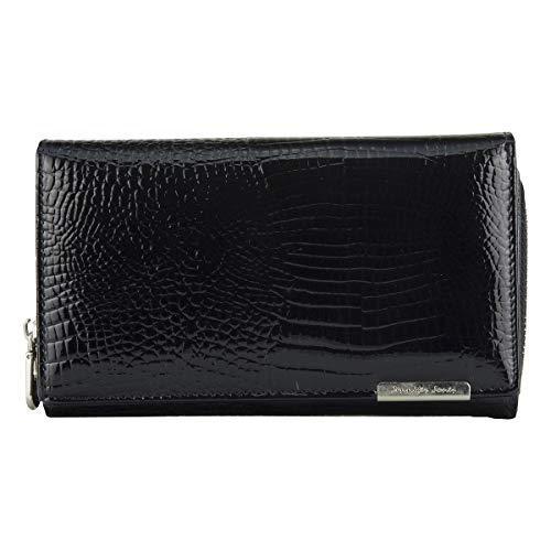 Jennifer Jones Leder Geldbörse Portemonnaie Geldbeutel Brieftasche Portmonee 5261, Farbe:Schwarz von Jennifer Jones