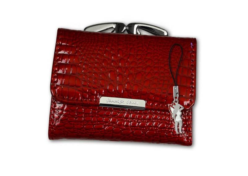 Jennifer Jones Mini Geldbörse Jennifer Jones Damen Börse RFID Minibörse (Minibörse, Minibörse), Damen Geldbörse aus Echtleder in rot, ca. 9,5cm Breite von Jennifer Jones