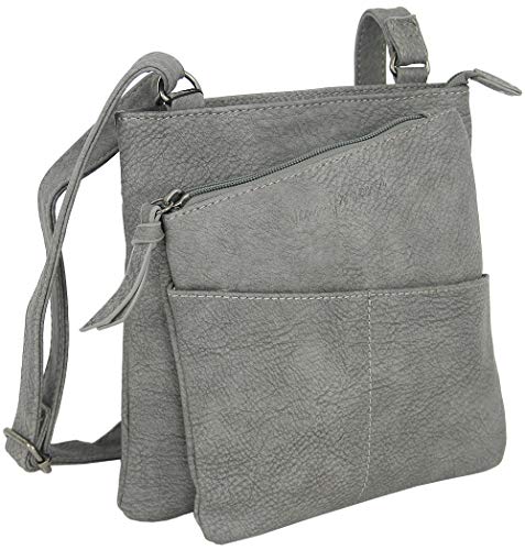 Jennifer Jones Taschen Damen Damentasche Handtasche Schultertasche Umhängetasche Tasche klein Crossbody Bag grau / anthrazit (3106) von Jennifer Jones