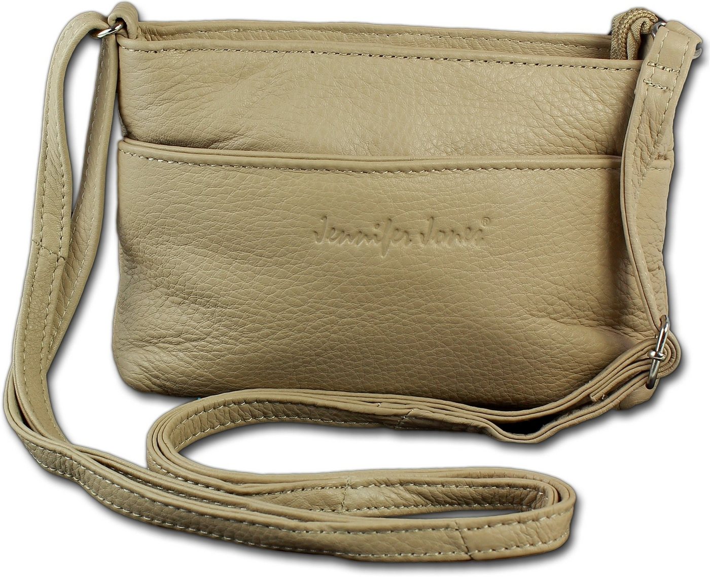 Jennifer Jones Umhängetasche Jennifer Jones Leder Damenhandtasche (Umhängetasche, Umhängetasche), Damen Tasche aus Leder, Größe ca. 21,5cm in beige (braun) von Jennifer Jones