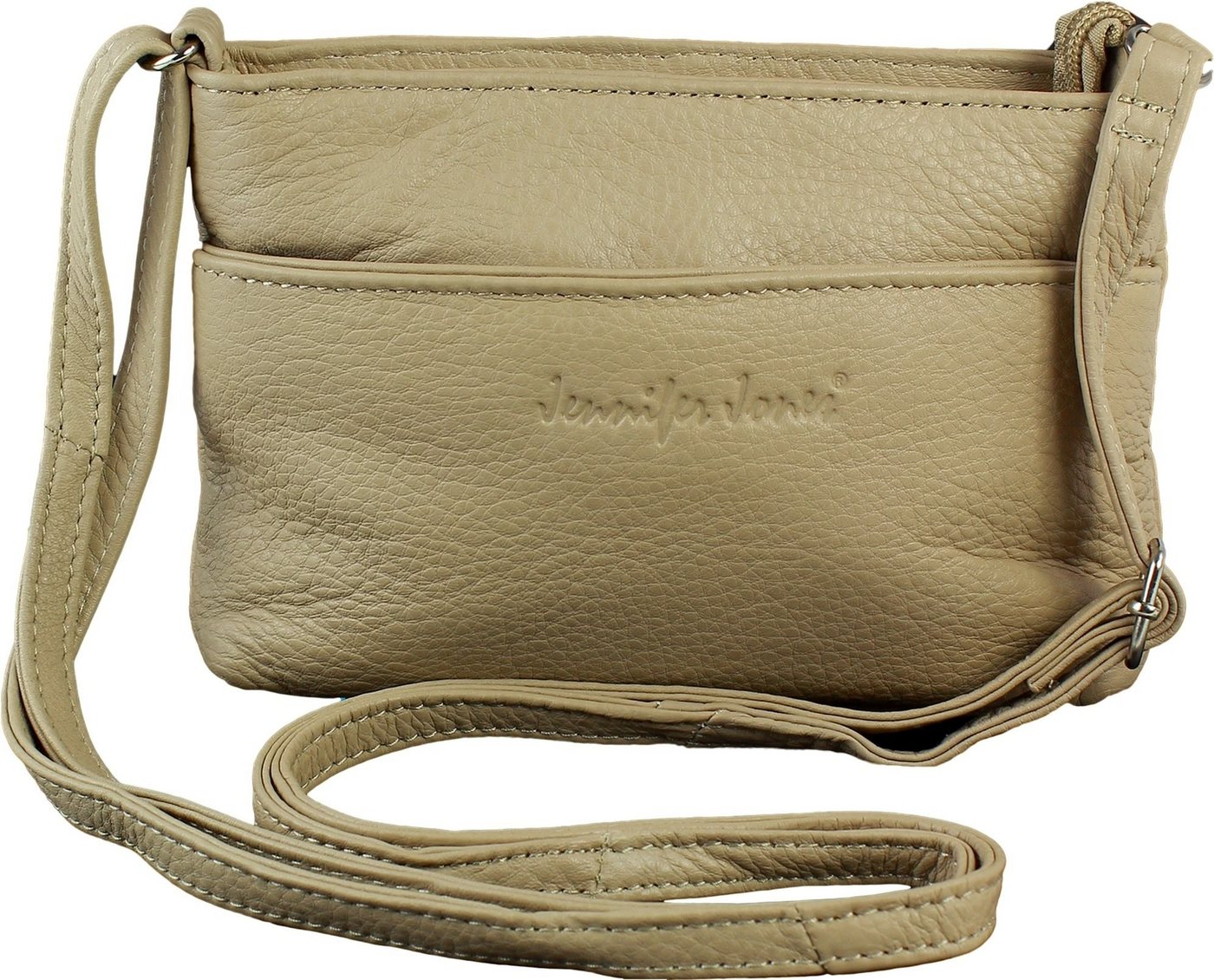 Jennifer Jones Umhängetasche Jennifer Jones Damenhandtasche (Umhängetasche), Damen Umhängetasche Leder, beige (braun) ca. 21,5cm x ca. 14cm von Jennifer Jones