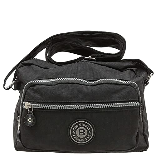 Sportliche Nylon Handtasche Schultertasche klein in verschiedenen Farben Schwarz - A2040057-1 von Jennifer Jones