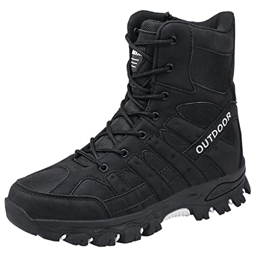 JenniferJWalkers Herren Outdoor Kampfstiefel Taktische Wüstenstiefel Bergsteigen Trail Stiefel Verschleißfest Schuhe XA05, 43 EU, Schwarz von JenniferJWalkers