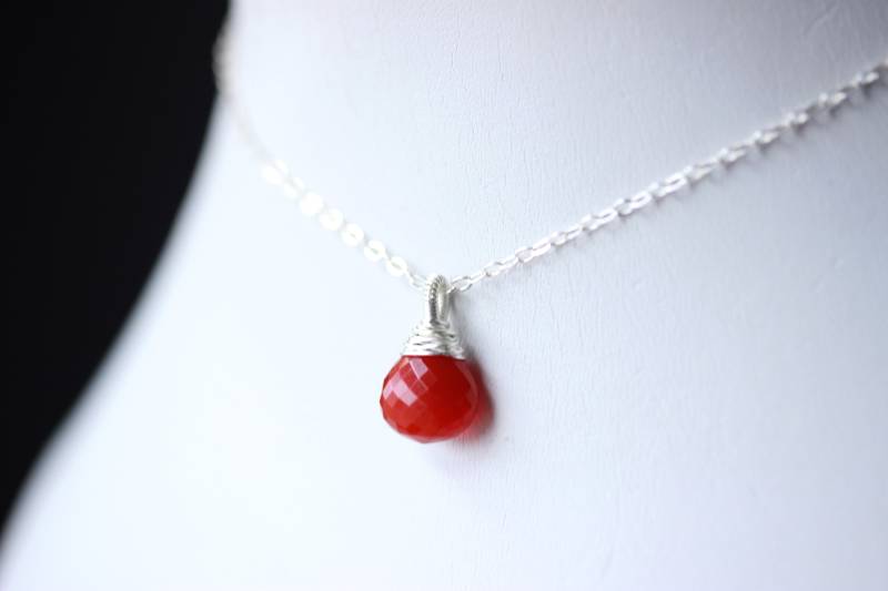 Karneol Silberkette Rost Oranger Edelstein Anhänger von JenniferLynnJewelry
