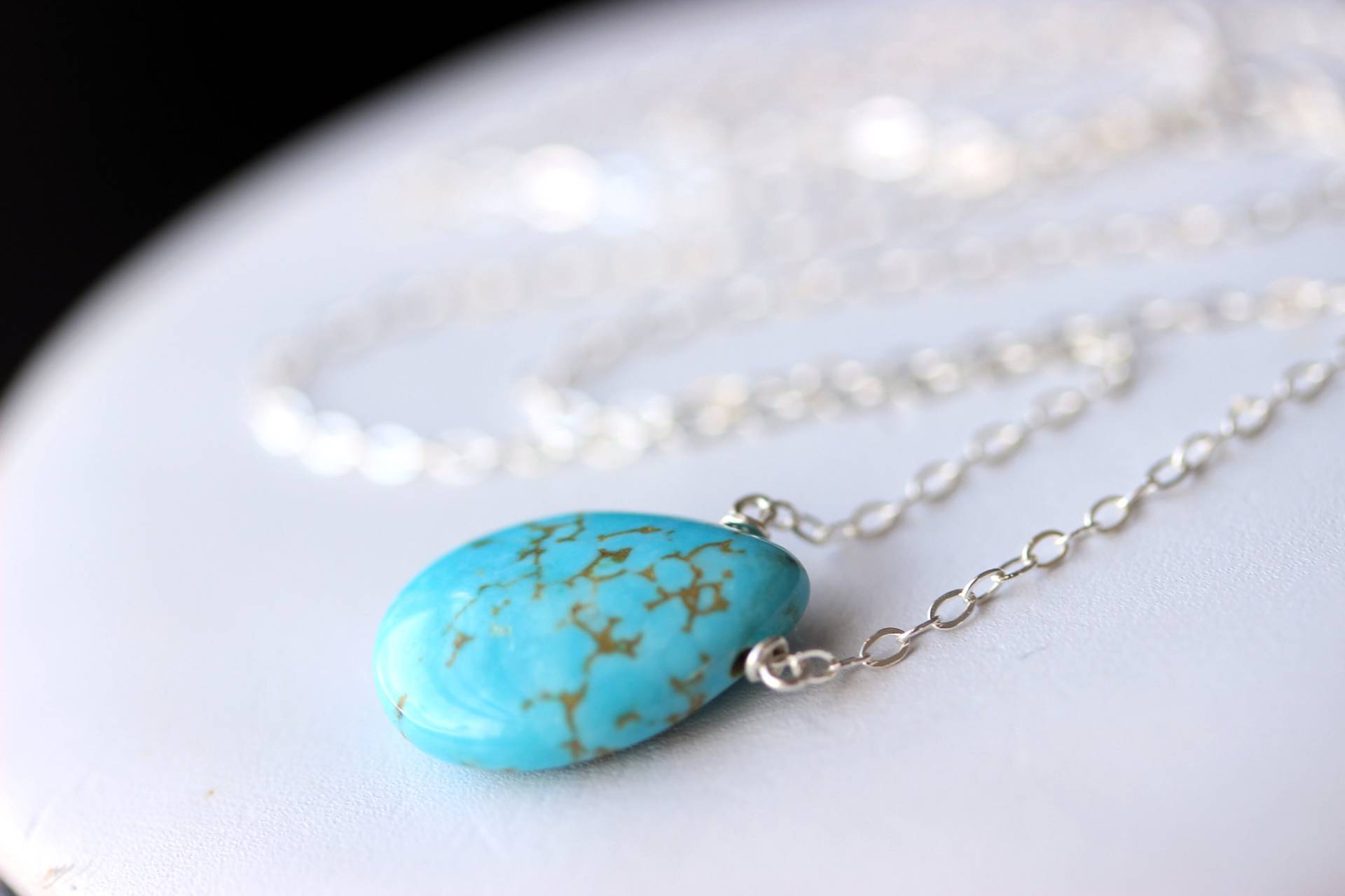 Türkis Anhänger Halskette, Sterling Silber, Mit Matrix, Dezember Geburtsstein Schmuck von JenniferLynnJewelry