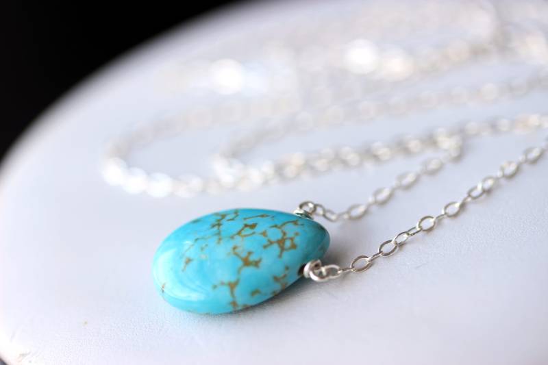 Türkis Anhänger Halskette, Sterling Silber, Mit Matrix, Dezember Geburtsstein Schmuck von JenniferLynnJewelry