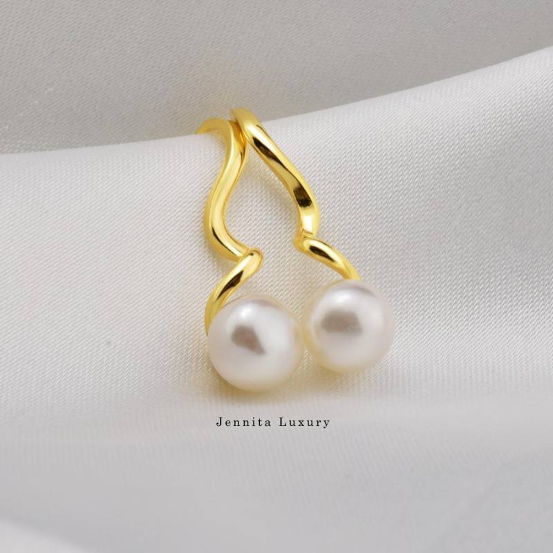 Gedrehte Ohrringe Sterlingsilber Vergoldet Mit Süßwasserperlen, Goldene Ohrhänger Weißen Zuchtperlen, Hängeohrringe Hochzeit, Brautohrringe von JennitaLuxury