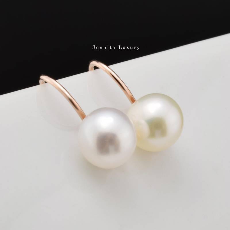 Ohrringe Hängend Silber Rosévergoldet Mit Weißen Perlen, Ohrhänger Roségold Süßwasserperlen, Hängeohrringe Hochzeit, Damen Silberschmuck von JennitaLuxury