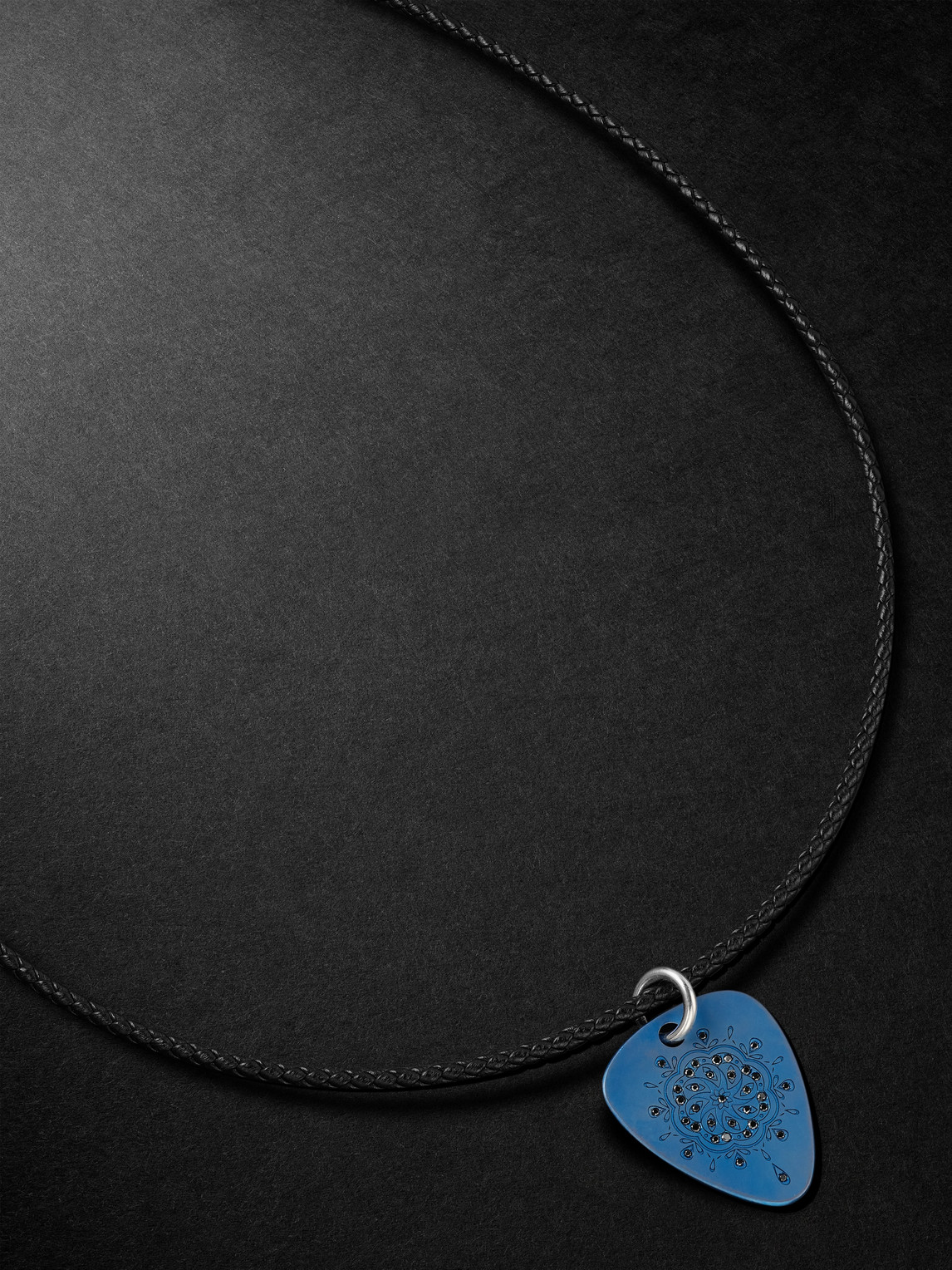 JENNY DEE JEWELRY - Intuition Mandalic Titanium, Leather and Diamond Necklace - Men - Blue von JENNY DEE JEWELRY