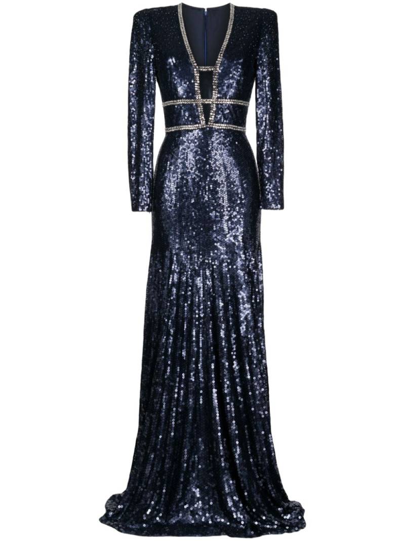 Jenny Packham Paillettenkleid mit Kristallen - Blau von Jenny Packham