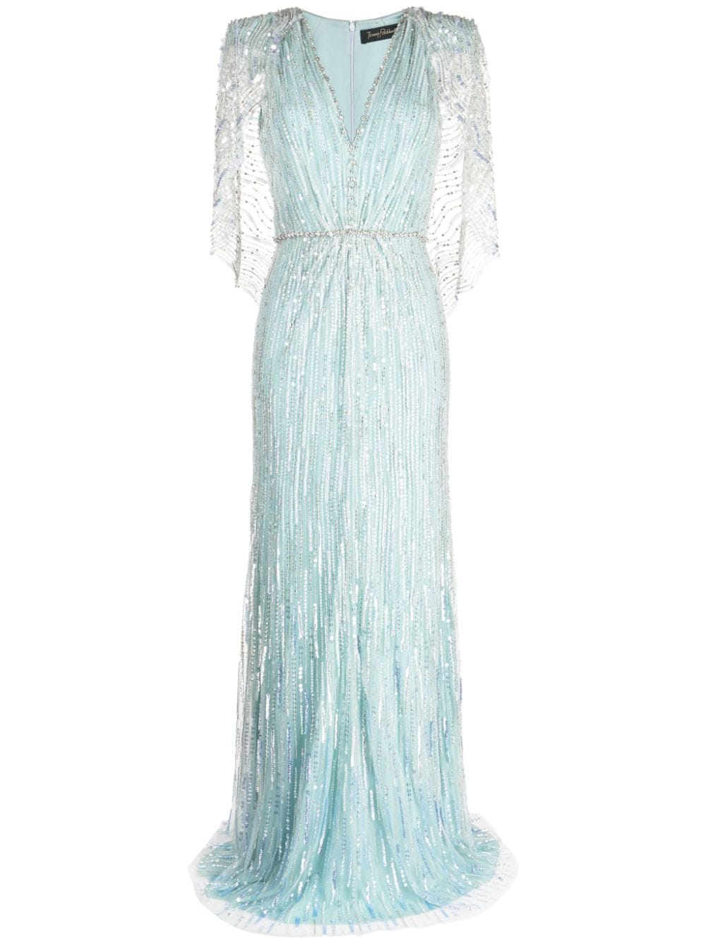 Jenny Packham Coralia Maxikleid im Cape-Stil - Blau von Jenny Packham